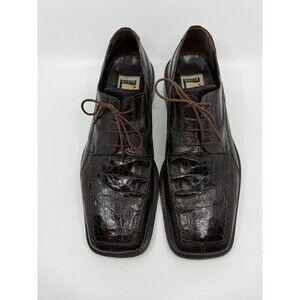 David Eden Genuine Crocodile - Square Toe Oxford - Burgundy -  Men’s size 9
